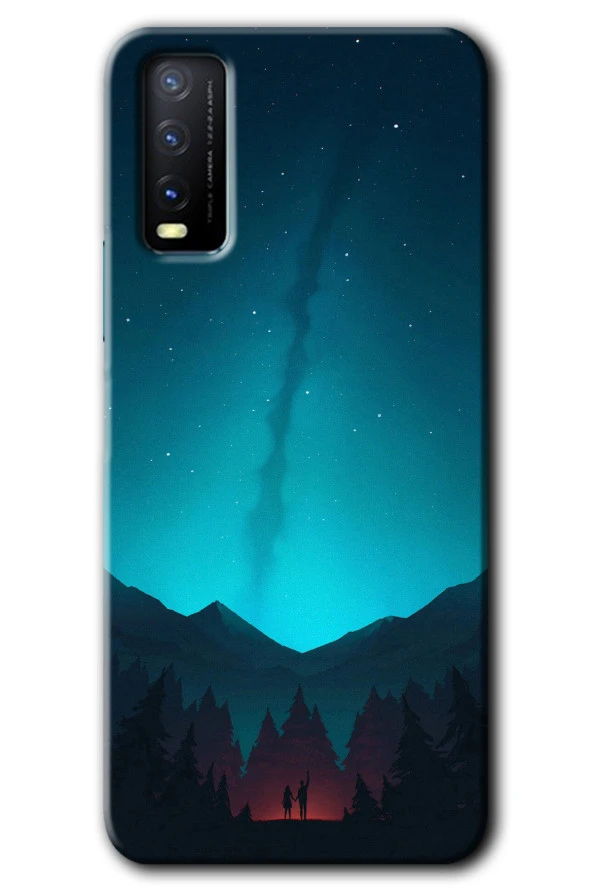 Vivo Y20s Kılıf HD Desen Baskılı Arka Kapak - Night Fores Mount