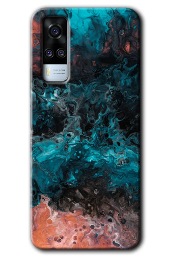 Vivo Y31 2021 Kılıf HD Desen Baskılı Arka Kapak - Liquid Colorfull