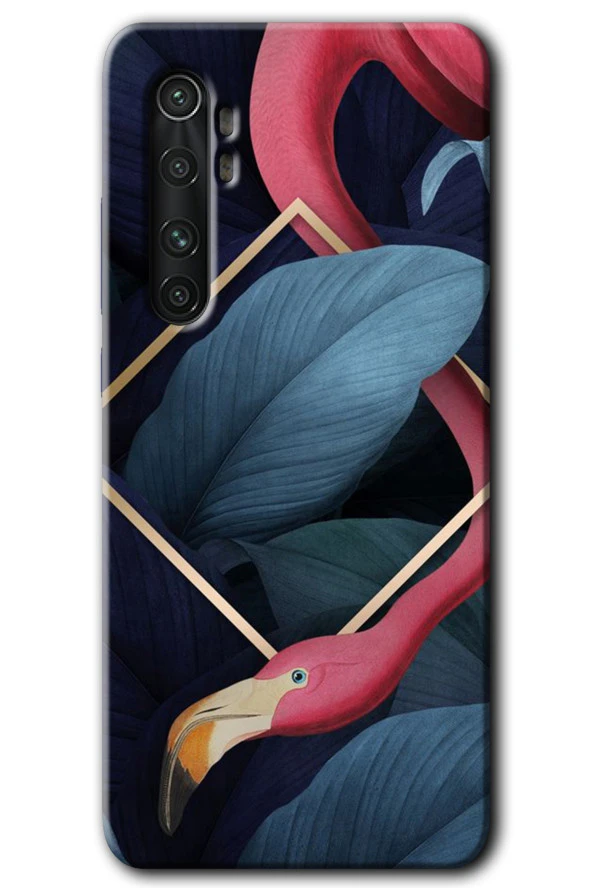 Xiaomi Mi Note 10 Lite Kılıf HD Desen Baskılı Arka Kapak - Flamingo Yaprak