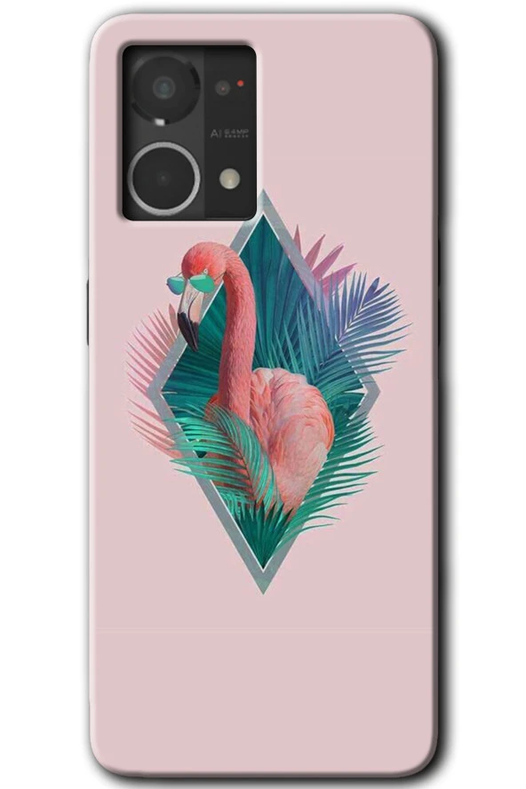 Oppo Reno 7 4G Kılıf HD Desen Baskılı Arka Kapak - Flamingo