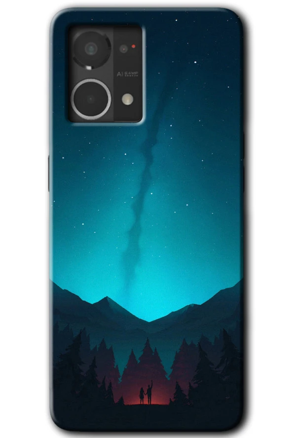 Oppo Reno 7 4G Kılıf HD Desen Baskılı Arka Kapak - Night Fores Mount
