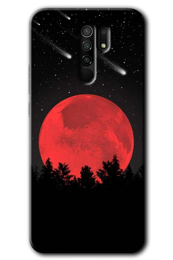 Redmi 9 Kılıf HD Desen Baskılı Arka Kapak - Kanlı Ay