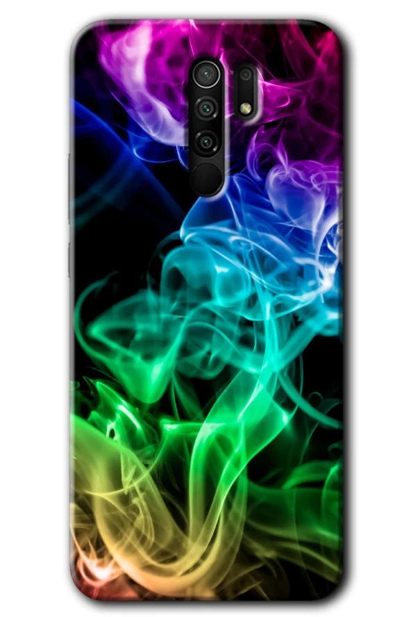 Redmi 9 Kılıf HD Desen Baskılı Arka Kapak - Smoke Colorful