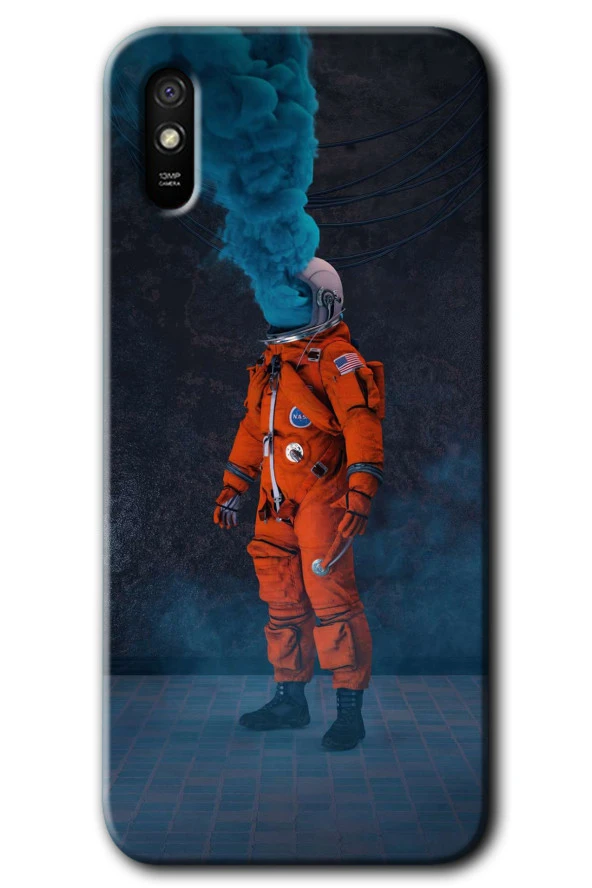 Redmi 9A Kılıf HD Desen Baskılı Arka Kapak - Smoke Astronot