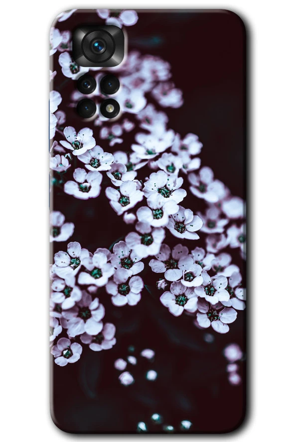 Redmi Note 11 Pro 5G Kılıf HD Desen Baskılı Arka Kapak - Beyaz Çiçek