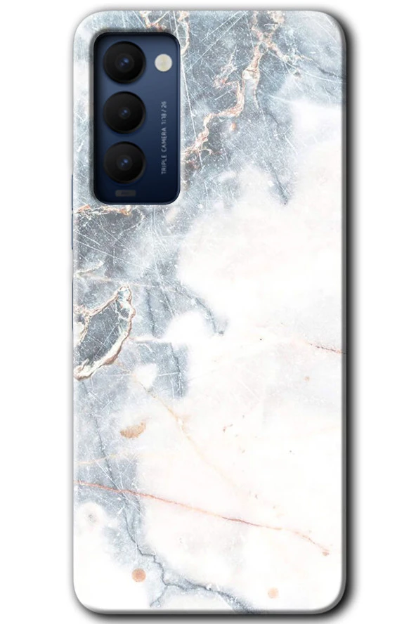 Tecno Camon 18 Kılıf HD Desen Baskılı Arka Kapak - White Marble