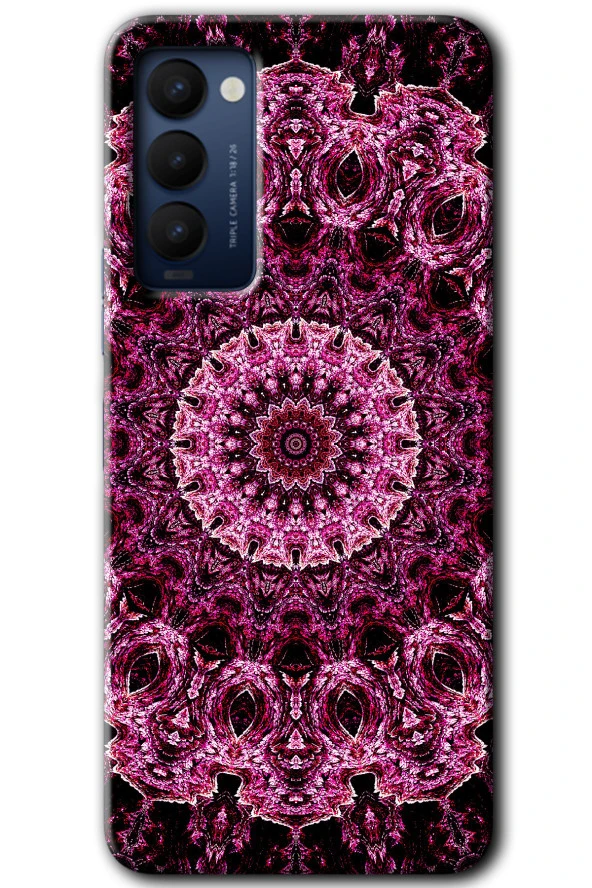 Tecno Camon 18T Kılıf HD Desen Baskılı Arka Kapak - Mandala Patterns Kaleidoscope