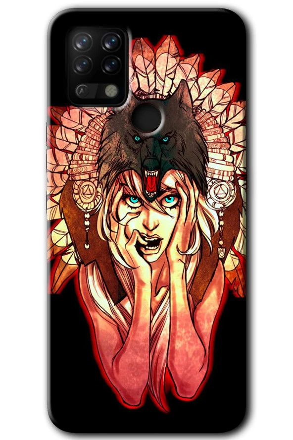 Tecno Pova Kılıf HD Desen Baskılı Arka Kapak - Kurt Kız