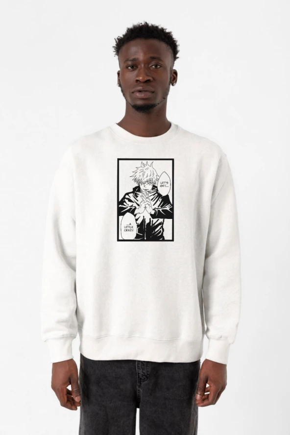 Jujutsu Kaisen Anime Satoru Gojo Lets Get A Little Crazy Beyaz Erkek 2ip Sweatshirt