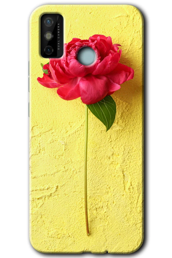 Tecno Spark 6 Go Kılıf HD Desen Baskılı Arka Kapak - Kırmızı Gül