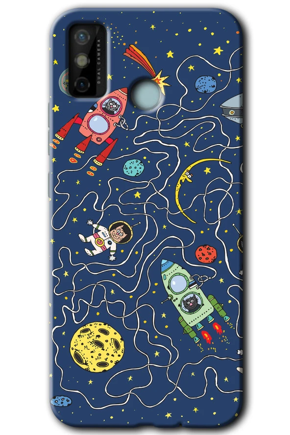 Tecno Spark 6 Go Kılıf HD Desen Baskılı Arka Kapak - Kedi Galaksi