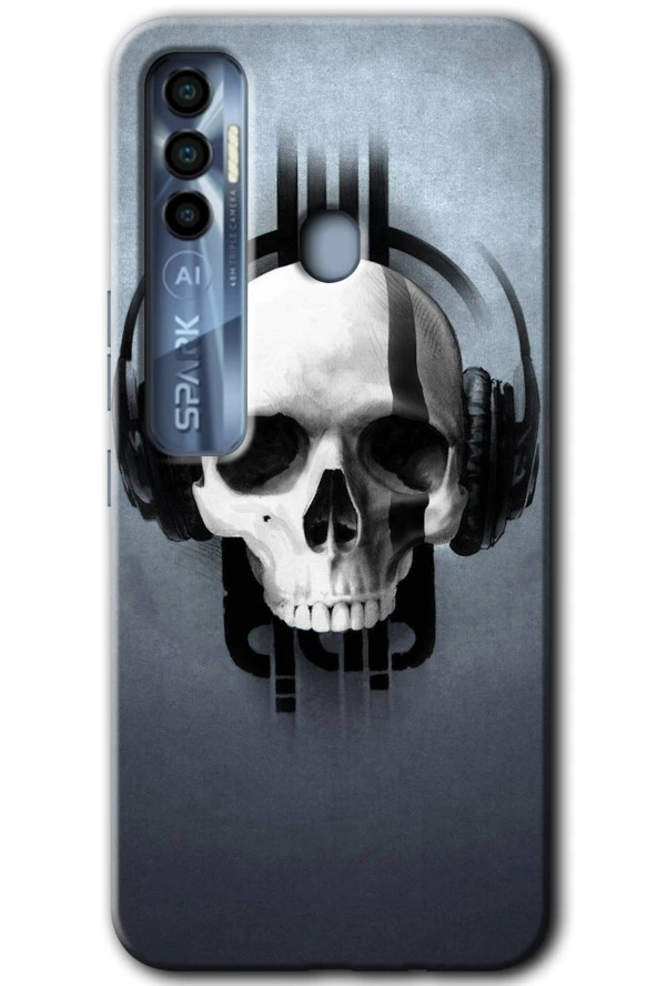 Tecno Spark 7 Pro Kılıf HD Desen Baskılı Arka Kapak - Müzik Kurukafa