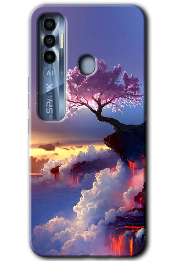 Tecno Spark 7 Pro Kılıf HD Desen Baskılı Arka Kapak - Wash Red Wall