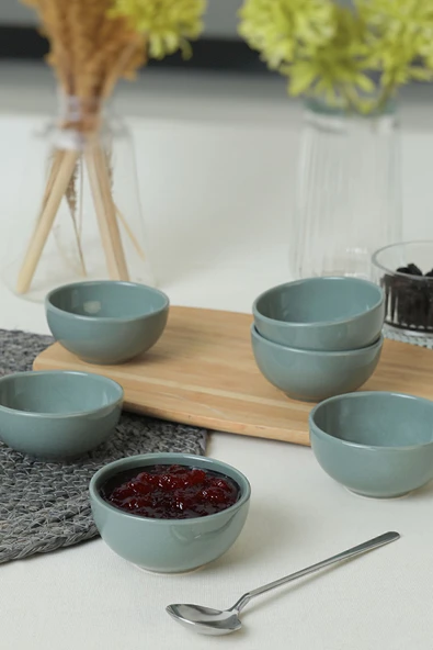 Keramika Yeşil Bulut Mini Çerezlik / Sosluk 8 Cm 6 Adet 326