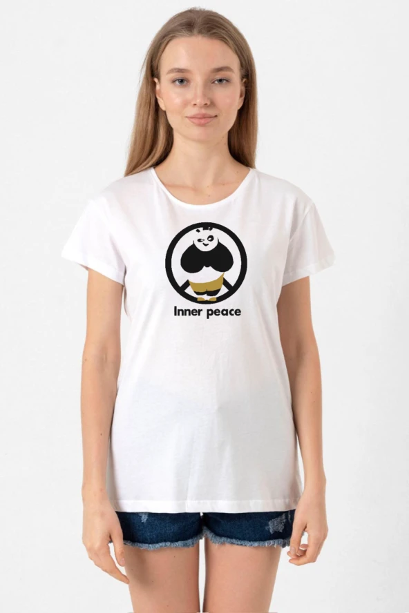 Kung Fu Panda Inner Peace Beyaz Kadın Bisikletyaka Tshirt