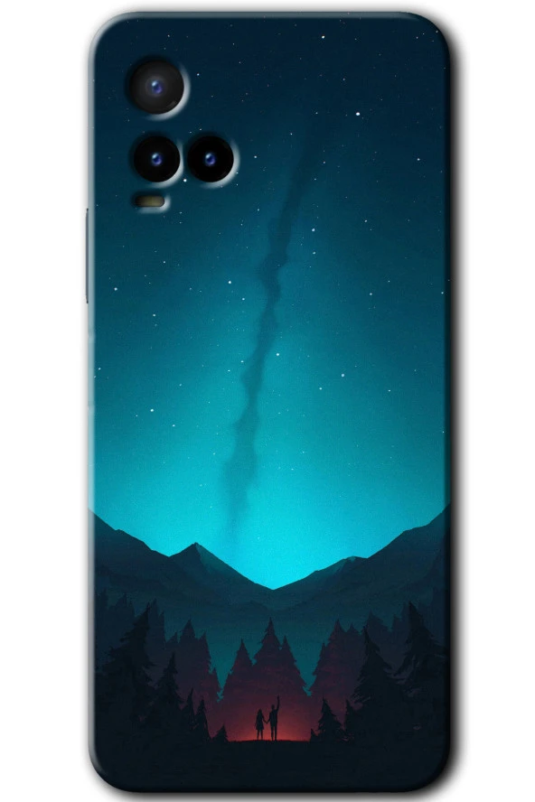 Vivo Y21 Kılıf HD Desen Baskılı Arka Kapak - Night Fores Mount