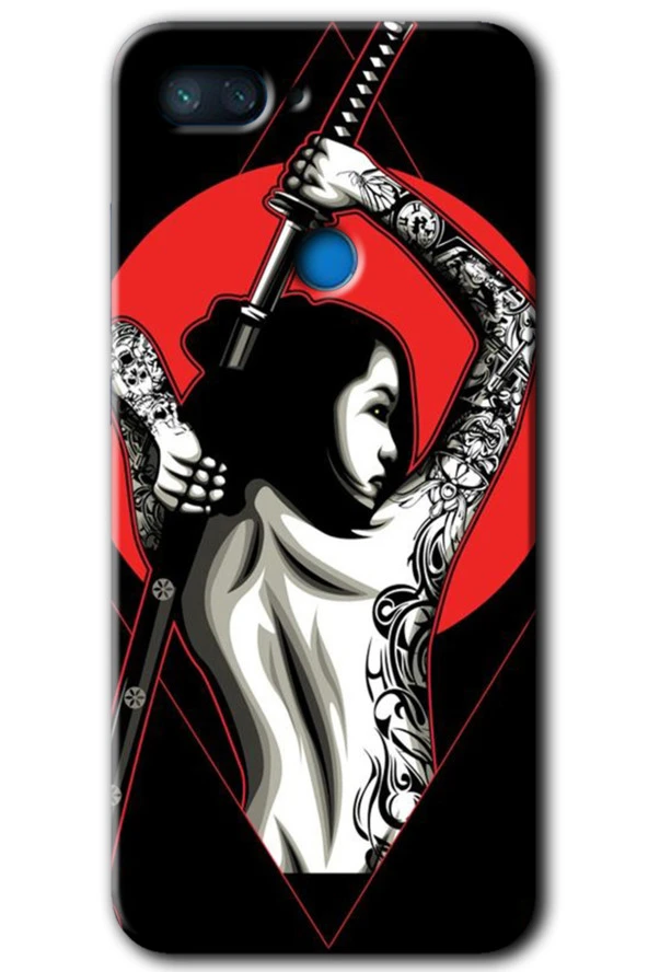 Xiaomi Mi 8 Lite Kılıf HD Desen Baskılı Arka Kapak - Samurai Girl