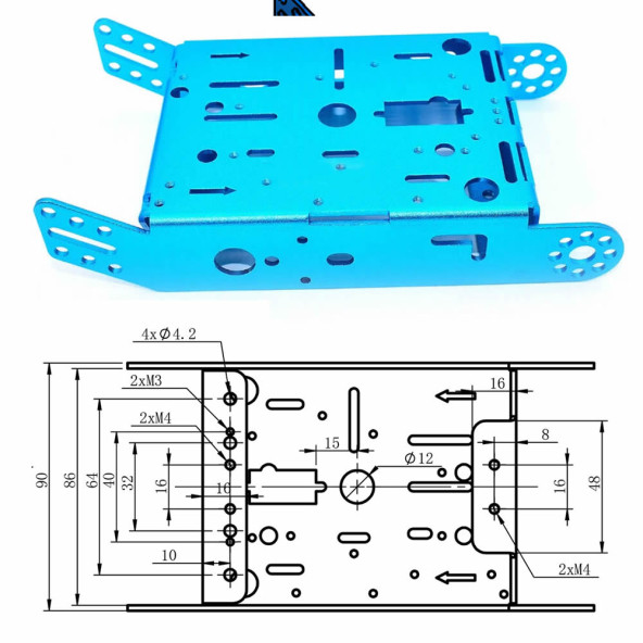 Aluminyum Robot Araba Gövdesi  Metal Şase Stem Eğitim Mbot Çizgi İzleyen Yarışma Diy Oyuncak Endüstri Arduino - 7