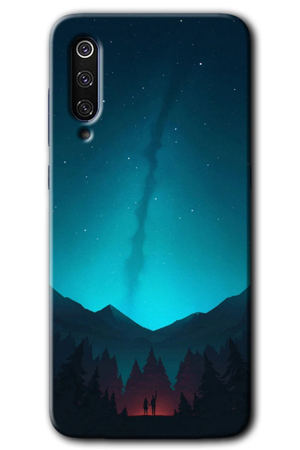 Xiaomi Mi 9 Kılıf HD Desen Baskılı Arka Kapak - Night Fores Mount