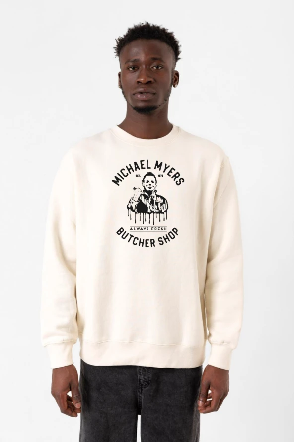 Michael Myers Butcher Shop Ekru Erkek 2ip Sweatshirt