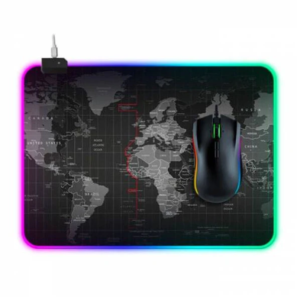 Polham RGB Işıklı Mouse Pad, 14 Işık Modlu Kaymaz Tabanlı Kauçuk Kumaş Mouse Pad 300*250*4MM