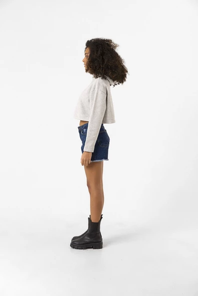 Monogatari Anime Episode Clan Symbol Grimelanj Kadın Crop Kapşonlu - Resim 3