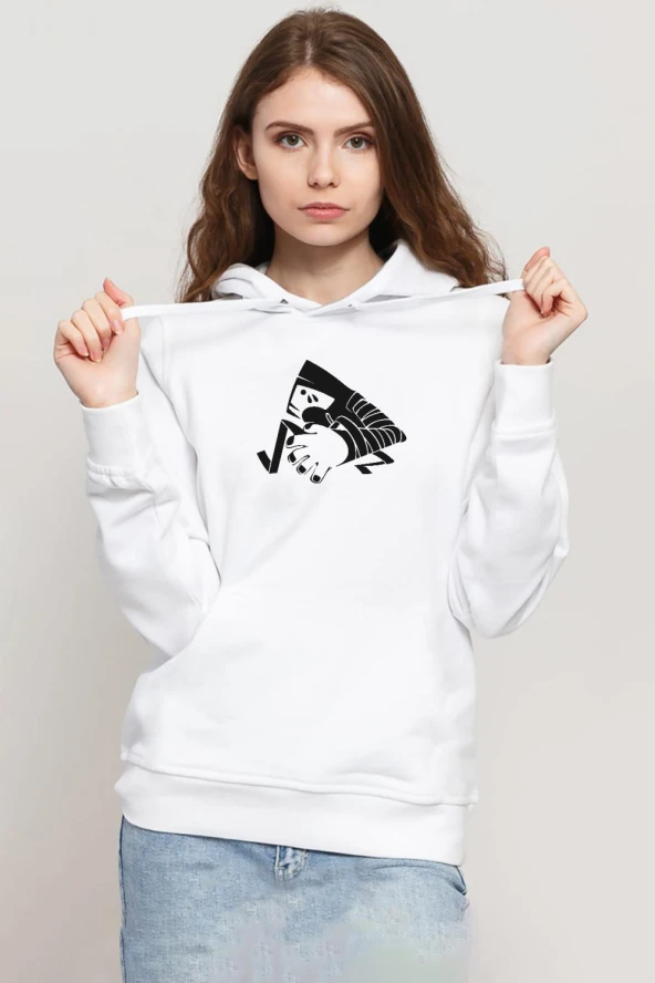 Monogatari Anime Suruga Monkey Symbol Beyaz Kadın 3ip Kapşonlu Sweatshirt