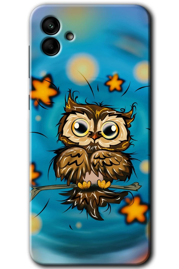 Galaxy A04 Kılıf HD Desen Baskılı Arka Kapak - Owl Bird Stars