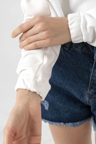 Monsta X Monbebe Coffee Ekru Kadın Crop Kapşonlu - Resim 5