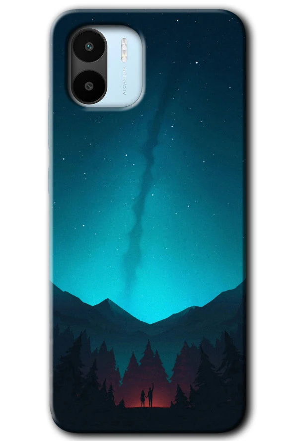 Redmi A1 Kılıf HD Desen Baskılı Arka Kapak - Night Fores Mount