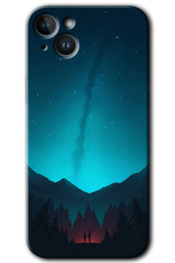 iPhone 14 Kılıf HD Desen Baskılı Arka Kapak - Night Fores Mount