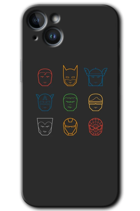 iPhone 14 Kılıf HD Desen Baskılı Arka Kapak - Avengers Minimalism