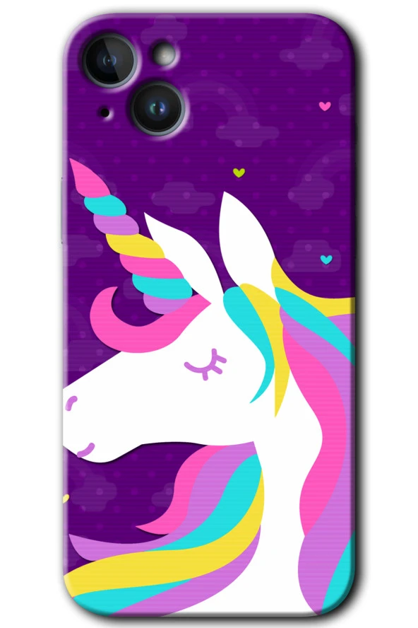 iPhone 14 Kılıf HD Desen Baskılı Arka Kapak - Unicorn Sleep