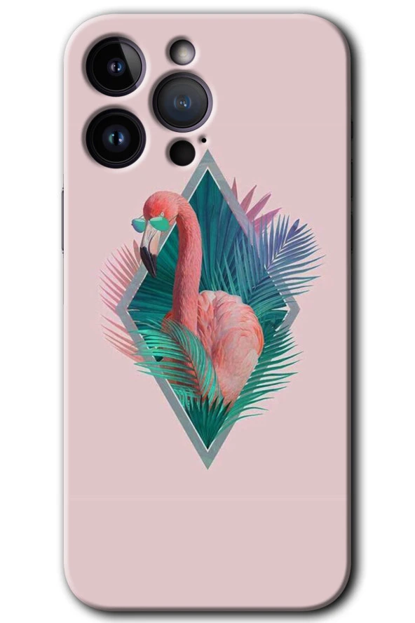 iPhone 14 Pro Kılıf HD Desen Baskılı Arka Kapak - Flamingo