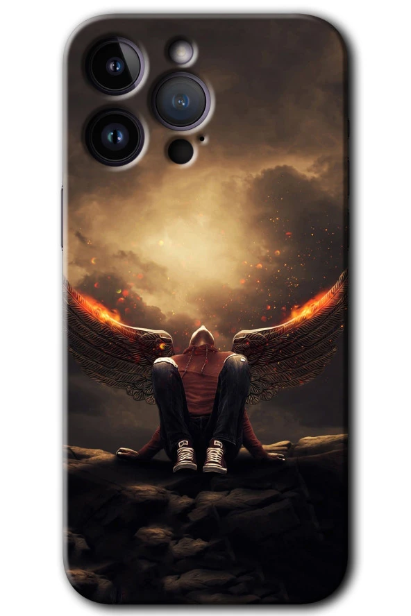 iPhone 14 Pro Kılıf HD Desen Baskılı Arka Kapak - Wings of Power