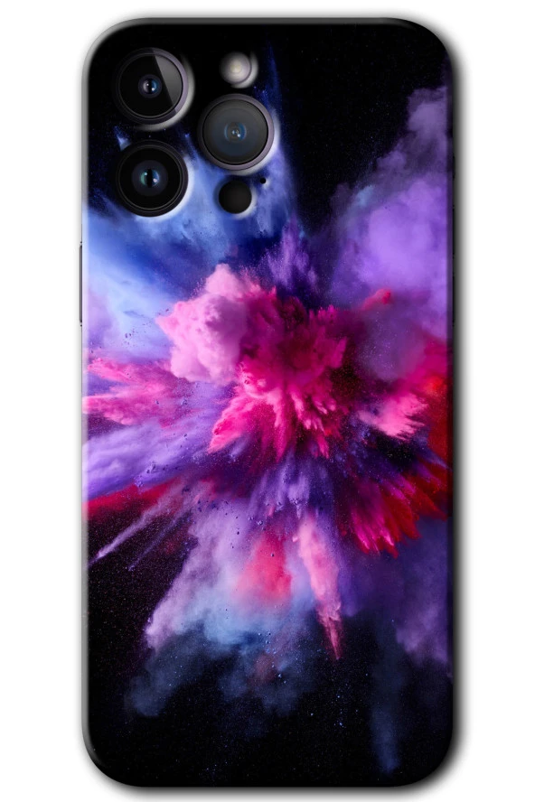 iPhone 14 Pro Kılıf HD Desen Baskılı Arka Kapak - Color Splash Purple