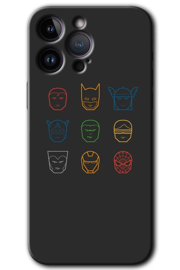 iPhone 14 Pro Kılıf HD Desen Baskılı Arka Kapak - Avengers Minimalism