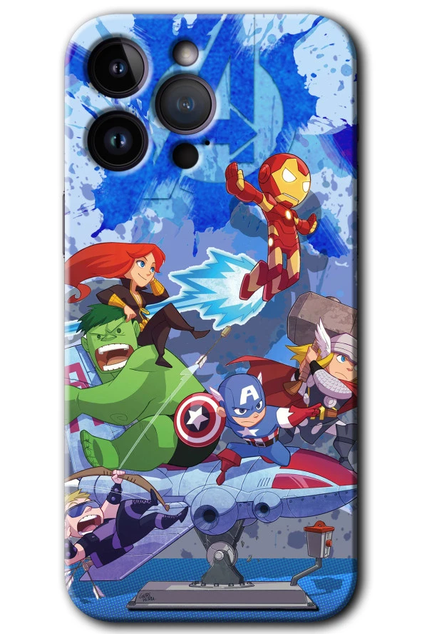 iPhone 14 Pro Kılıf HD Desen Baskılı Arka Kapak - Avengers Cartoon