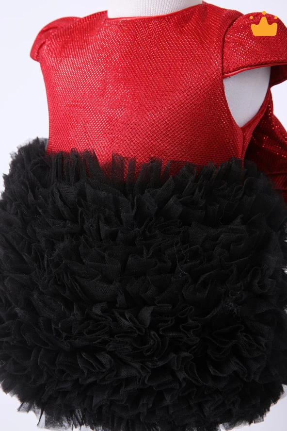 Babyhola Yılbaşı Konsept Özel Tütü Pul Kız Bebek Elbisesi Kostümü Abiyesi Kırmızı - 3