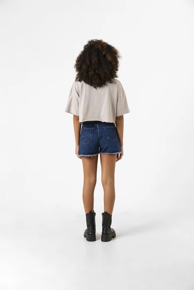 Neon Genesis Evangelion Seele Logo Taş Rengi Kadın Crop Kapşonlu - Resim 3