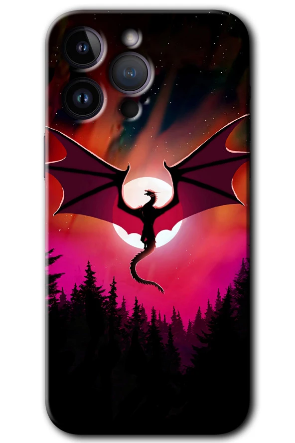 iPhone 14 Pro Max Kılıf HD Desen Baskılı Arka Kapak - Dragon Night