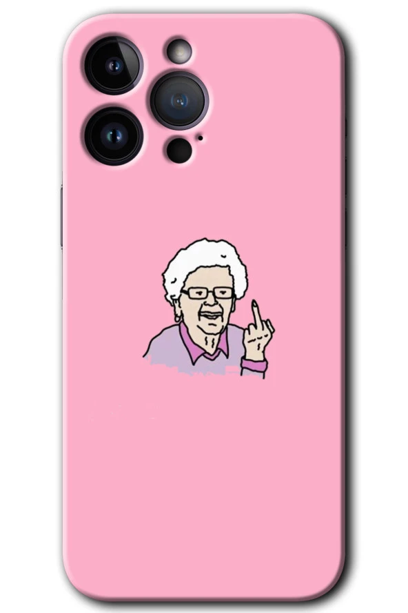 iPhone 14 Pro Max Kılıf HD Desen Baskılı Arka Kapak - Bad Grandmother