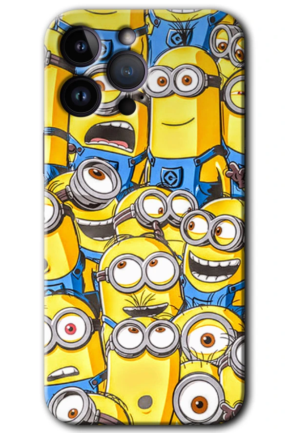 iPhone 14 Pro Max Kılıf HD Desen Baskılı Arka Kapak - Minion Ordusu