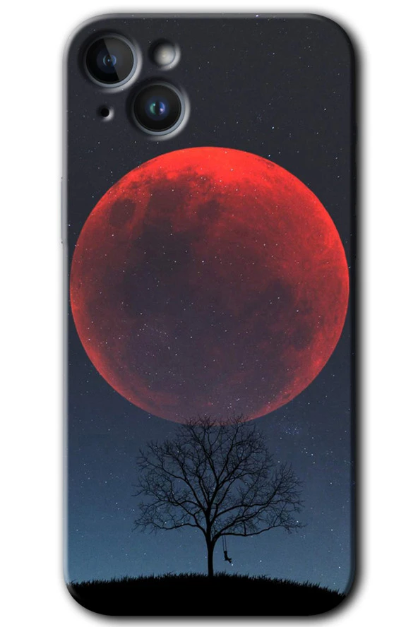iPhone 15 Plus Kılıf HD Desen Baskılı Arka Kapak - Kanlı Ay