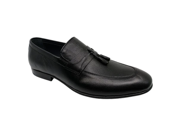 Zerhan 312 Erkek Siyah Hakiki Deri Loafer Ayakkabı - Resim 2