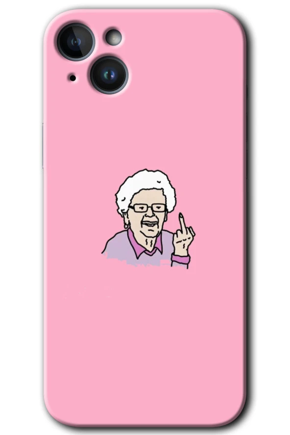 iPhone 15 Plus Kılıf HD Desen Baskılı Arka Kapak - Bad Grandmother