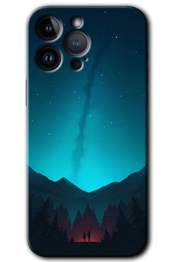 iPhone 15 Pro Kılıf HD Desen Baskılı Arka Kapak - Night Fores Mount