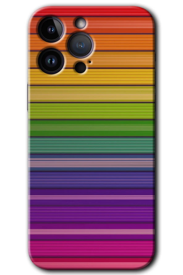 iPhone 15 Pro Max Kılıf HD Desen Baskılı Arka Kapak - Colorful Lines