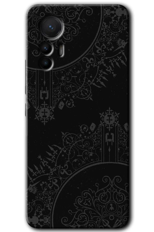 Xiaomi Mi 12 Lite Kılıf HD Desen Baskılı Arka Kapak - Siyah Mandala