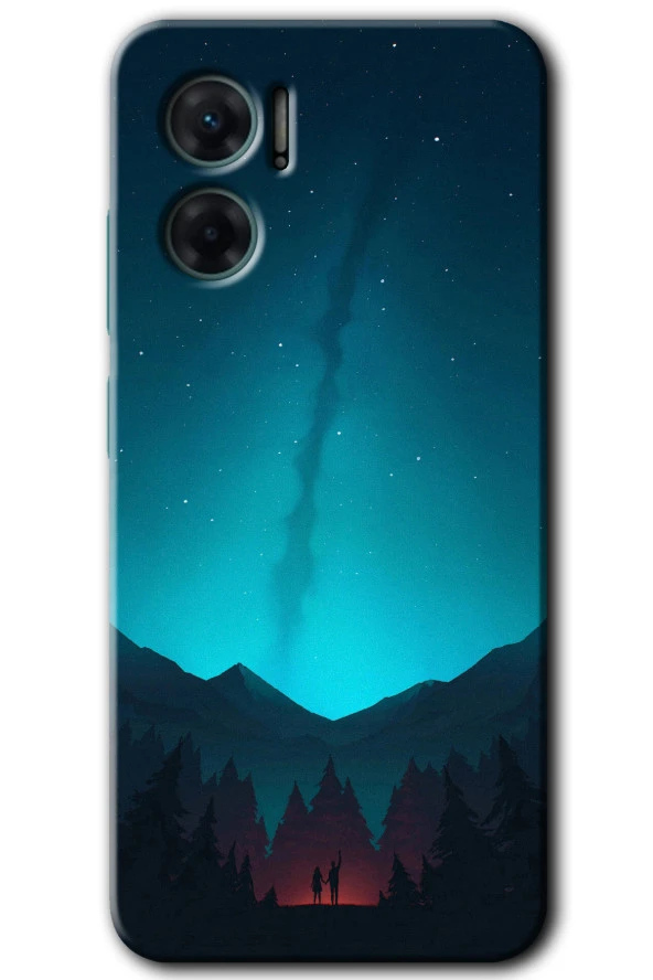 Xiaomi Redmi Note 11E Kılıf HD Desen Baskılı Arka Kapak - Night Fores Mount